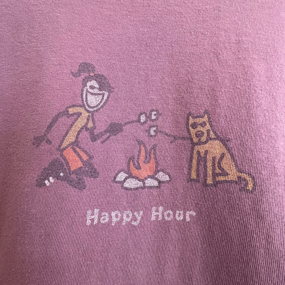 Life Is Good🐶 Mauve, Long Sleeve Tee “ Happy Hour”, Relaxed Fit, Girl & her Dog - Picture 3 of 8